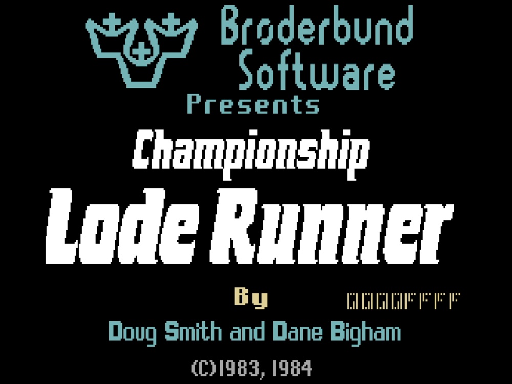Title Screen of Championship Lode Runner for Commodore 64